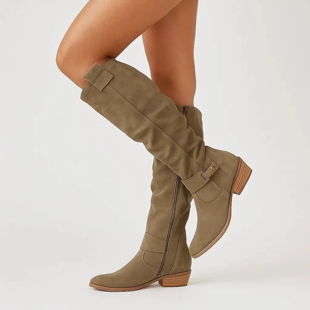 Andrea | Botas Altas Ante Tacón