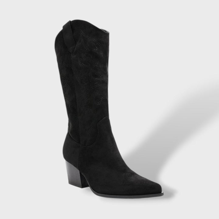 Camila | Botas Vaqueras de Ante Marrón con Cremallera
