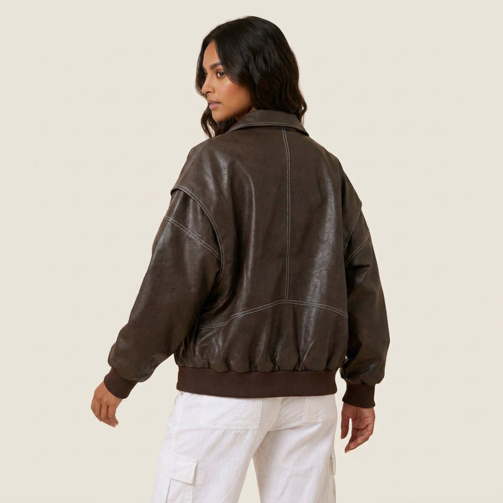 Teresa | Chaqueta Bomber de Piel Mujer