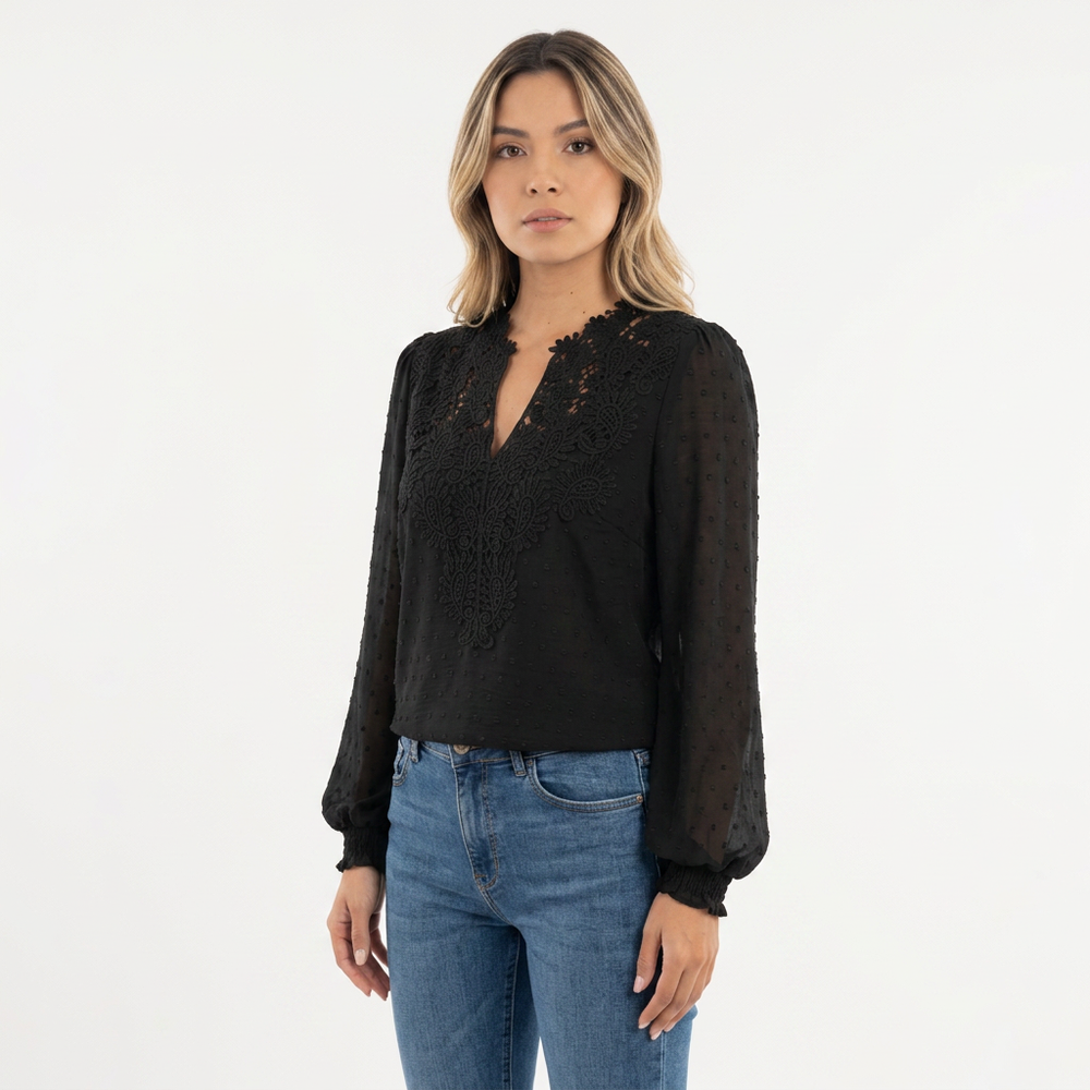 María | Blusa Manga Larga Cuello V