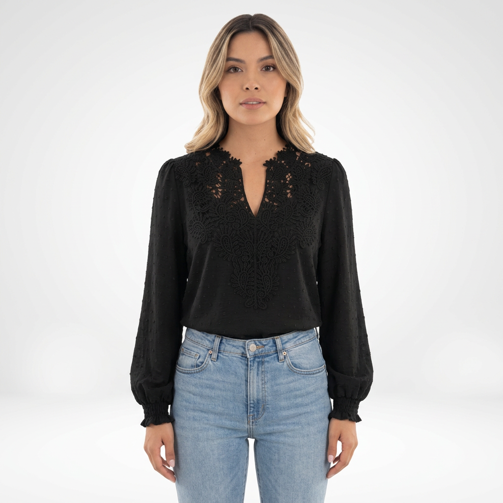 María | Blusa Manga Larga Cuello V