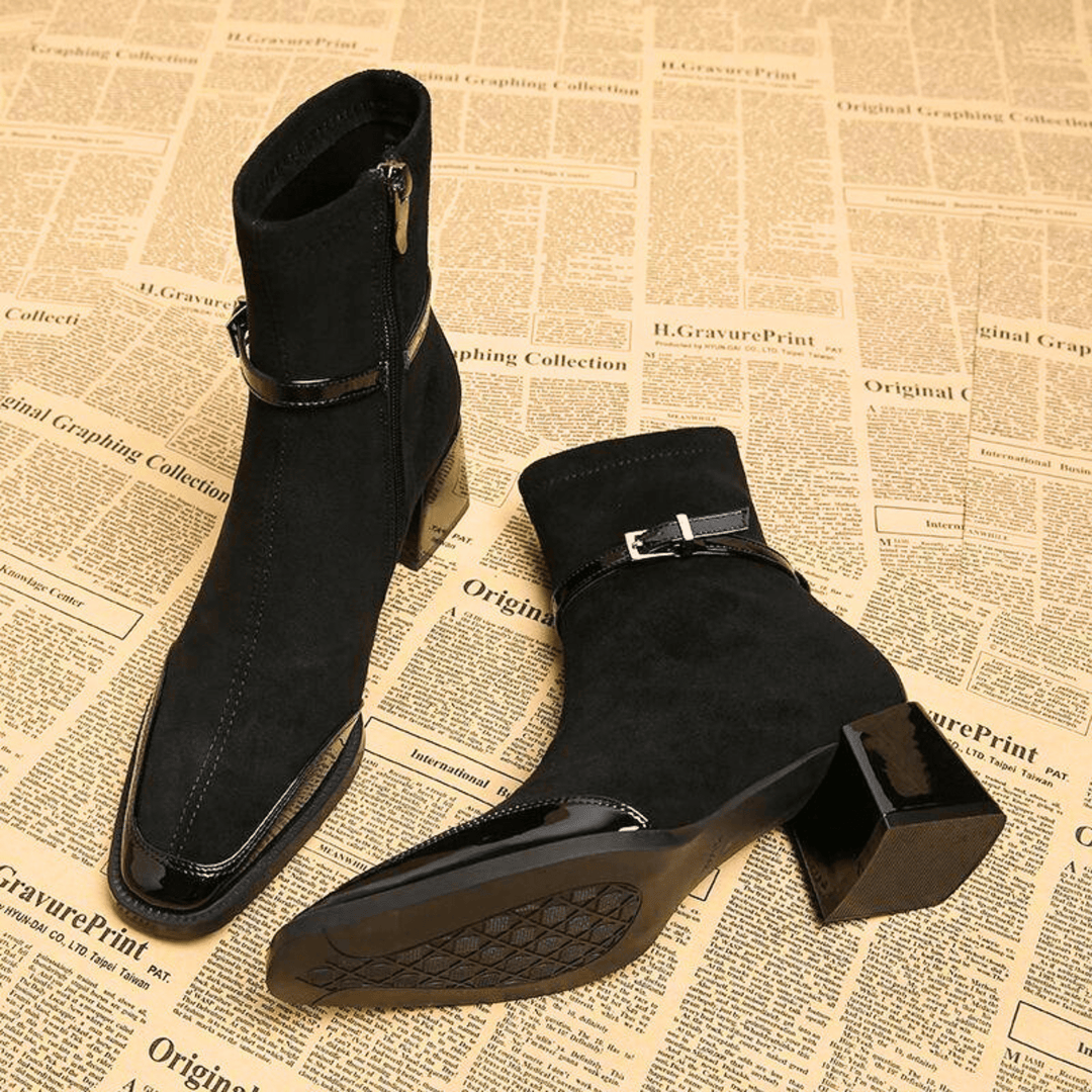 Beatriz | Botines de Tacón Cuadrado Hebilla
