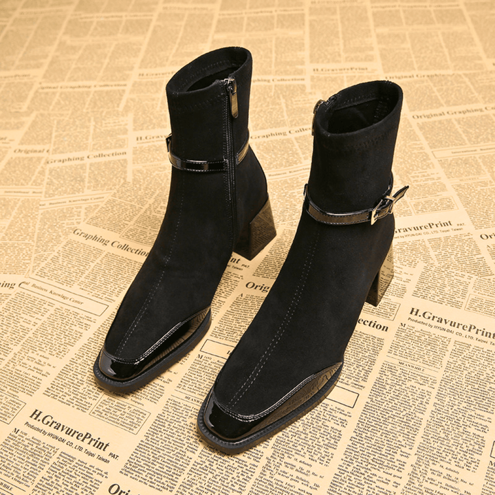 Beatriz | Botines de Tacón Cuadrado Hebilla
