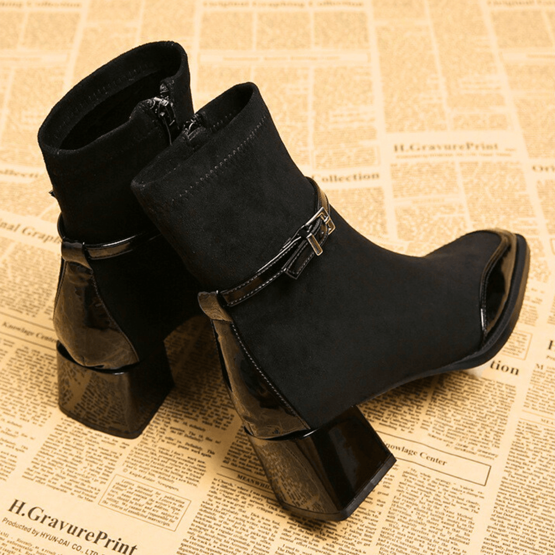 Beatriz | Botines de Tacón Cuadrado Hebilla