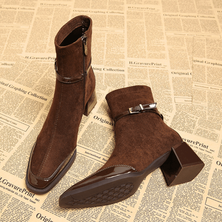 Beatriz | Botines de Tacón Cuadrado Hebilla