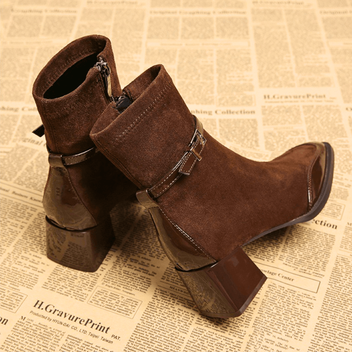 Beatriz | Botines de Tacón Cuadrado Hebilla