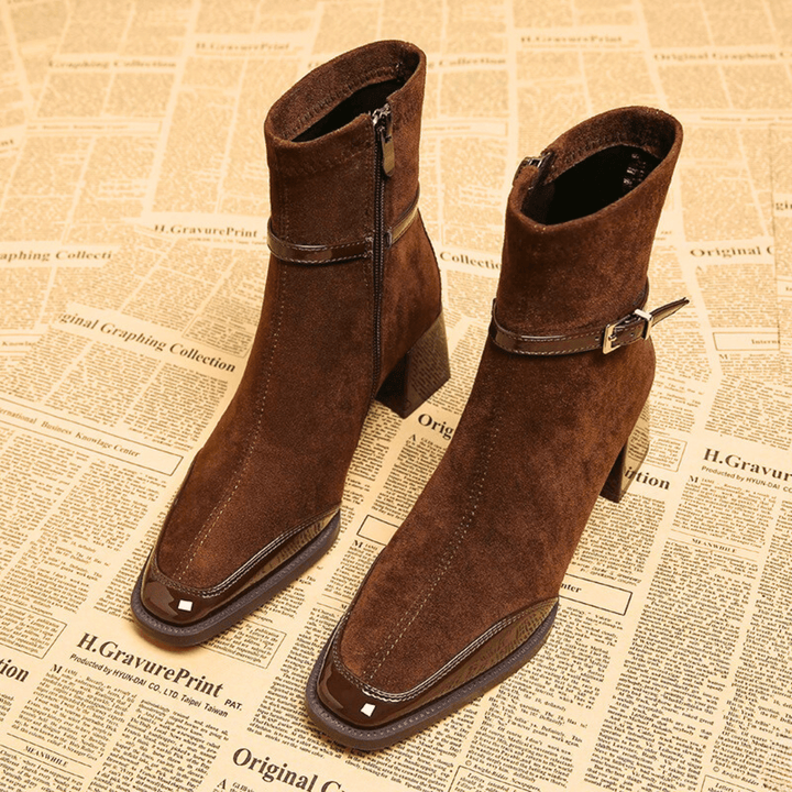 Beatriz | Botines de Tacón Cuadrado Hebilla