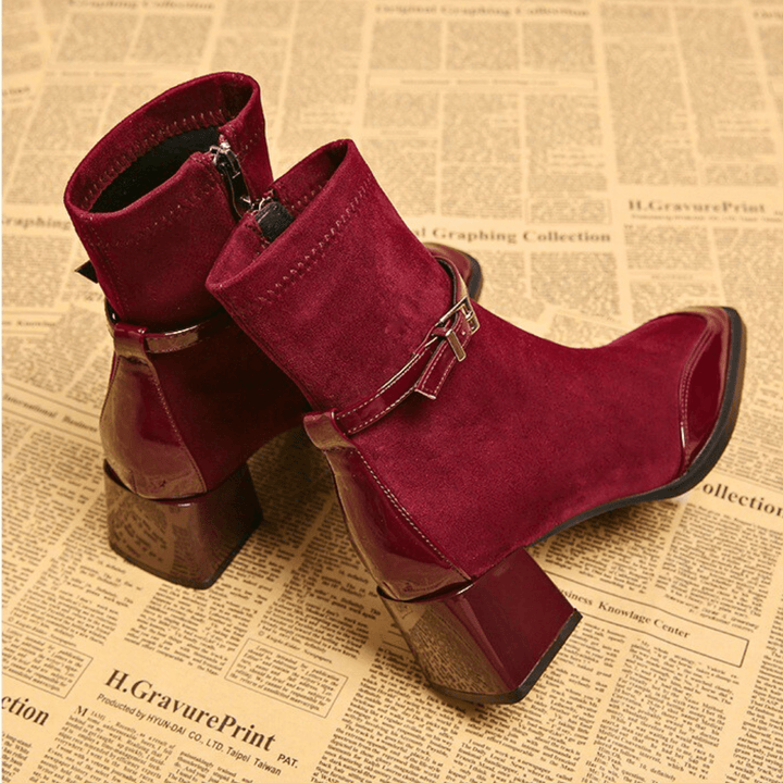 Beatriz | Botines de Tacón Cuadrado Hebilla