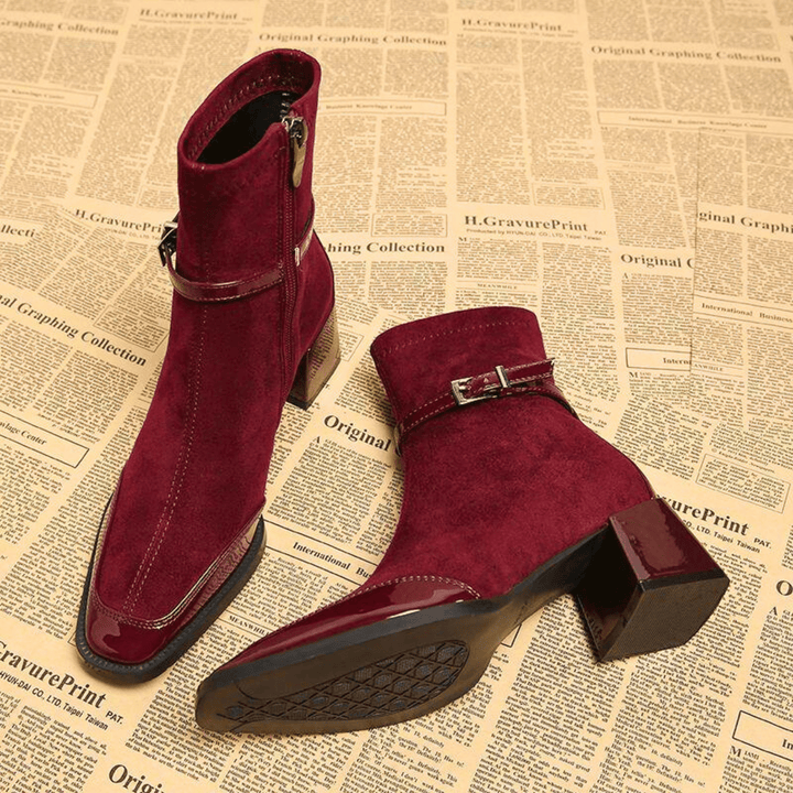 Beatriz | Botines de Tacón Cuadrado Hebilla