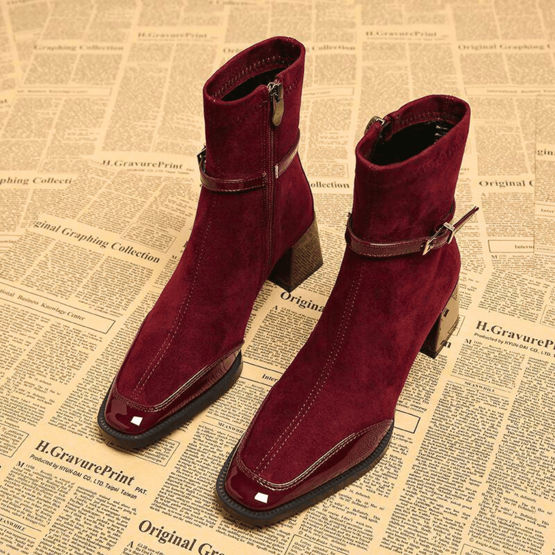 Beatriz | Botines de Tacón Cuadrado Hebilla