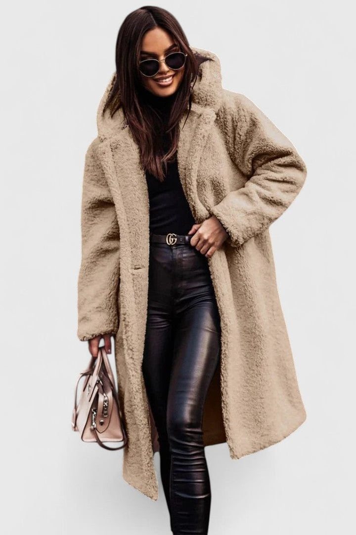 Inés | Abrigo Peluche Capucha Oversize Largo