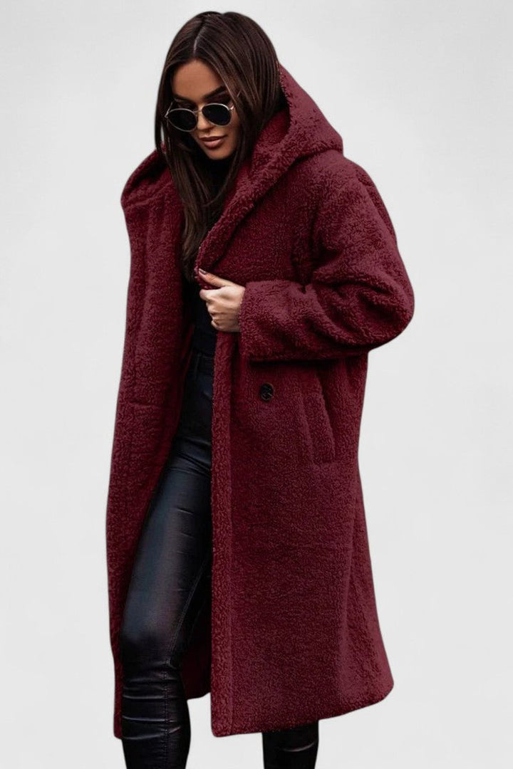 Inés | Abrigo Peluche Capucha Oversize Largo