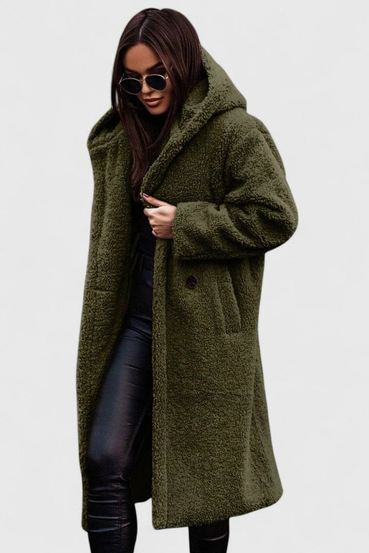 Inés | Abrigo Peluche Capucha Oversize Largo