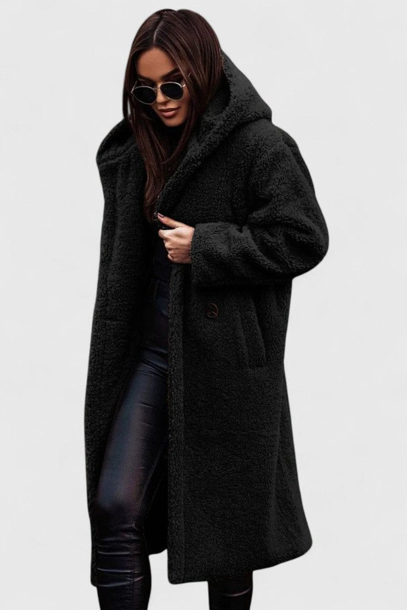 Inés | Abrigo Peluche Capucha Oversize Largo