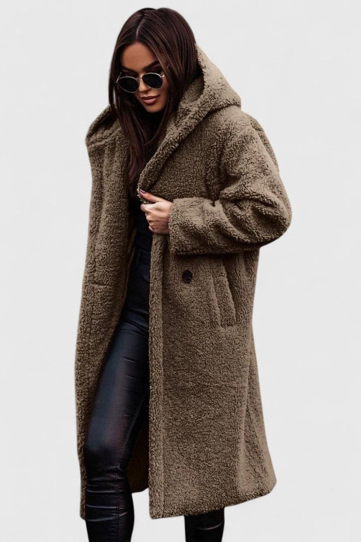 Inés | Abrigo Peluche Capucha Oversize Largo
