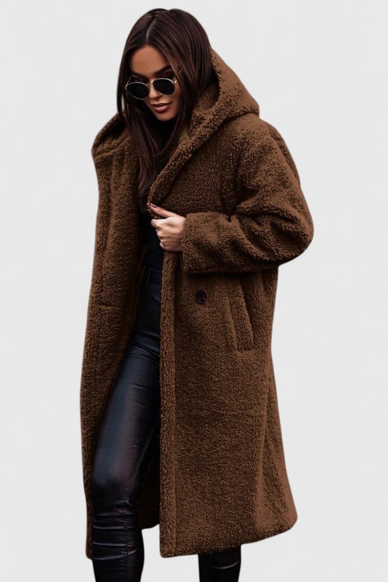 Inés | Abrigo Peluche Capucha Oversize Largo