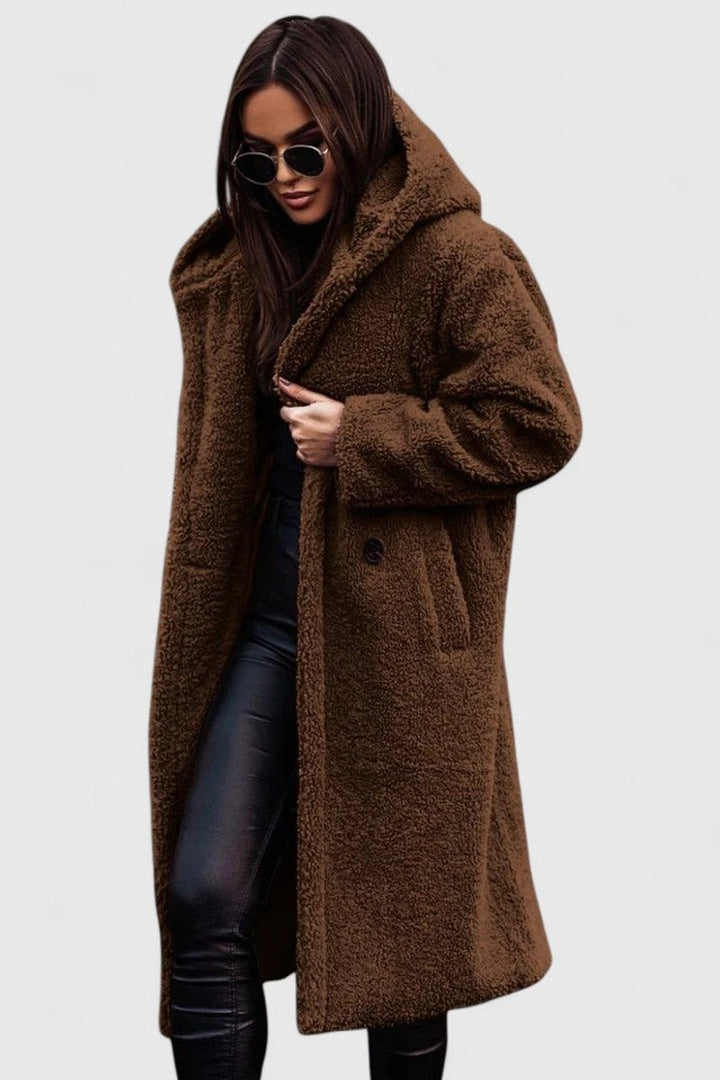 Inés | Abrigo Peluche Capucha Oversize Largo