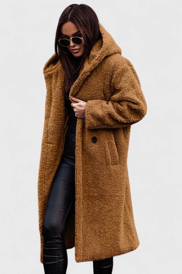 Inés | Abrigo Peluche Capucha Oversize Largo