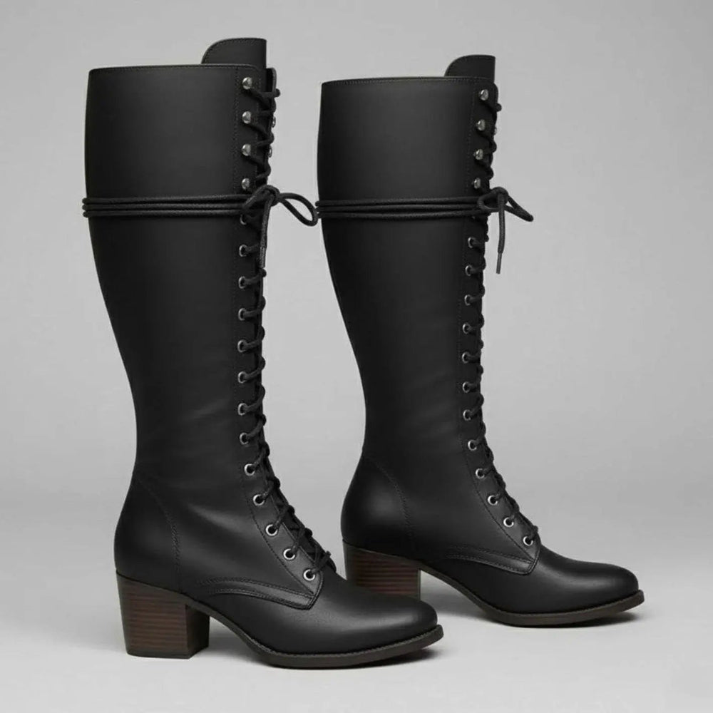 Quinn | Botas Altas Cordones Cuero Tachuelas