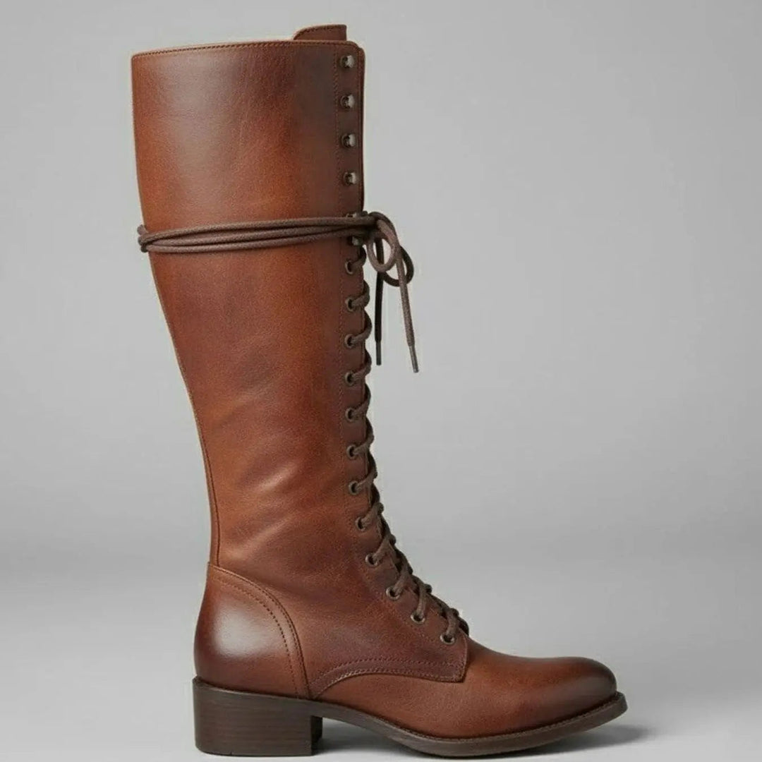 Quinn | Botas Altas Cordones Cuero Tachuelas