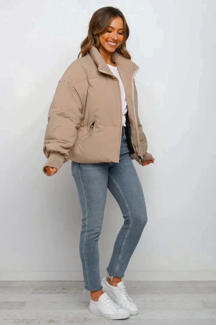 Claudia | Chaqueta Acolchada Mujer Cuello Alto Manga Larga Cierre