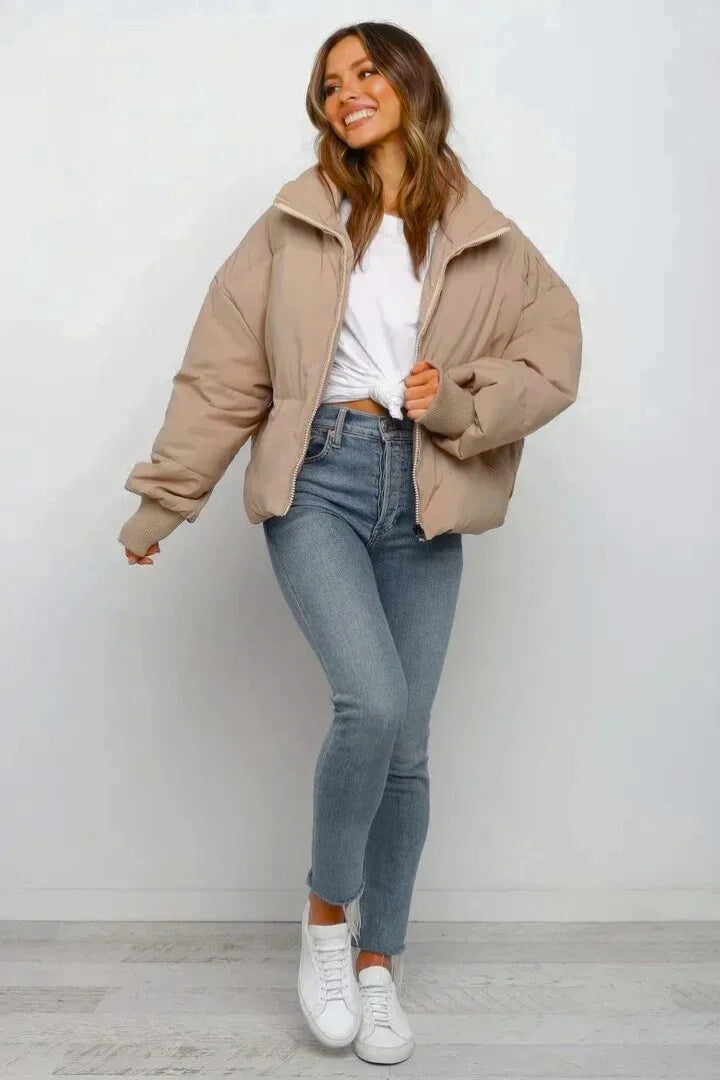 Claudia | Chaqueta Acolchada Mujer Cuello Alto Manga Larga Cierre