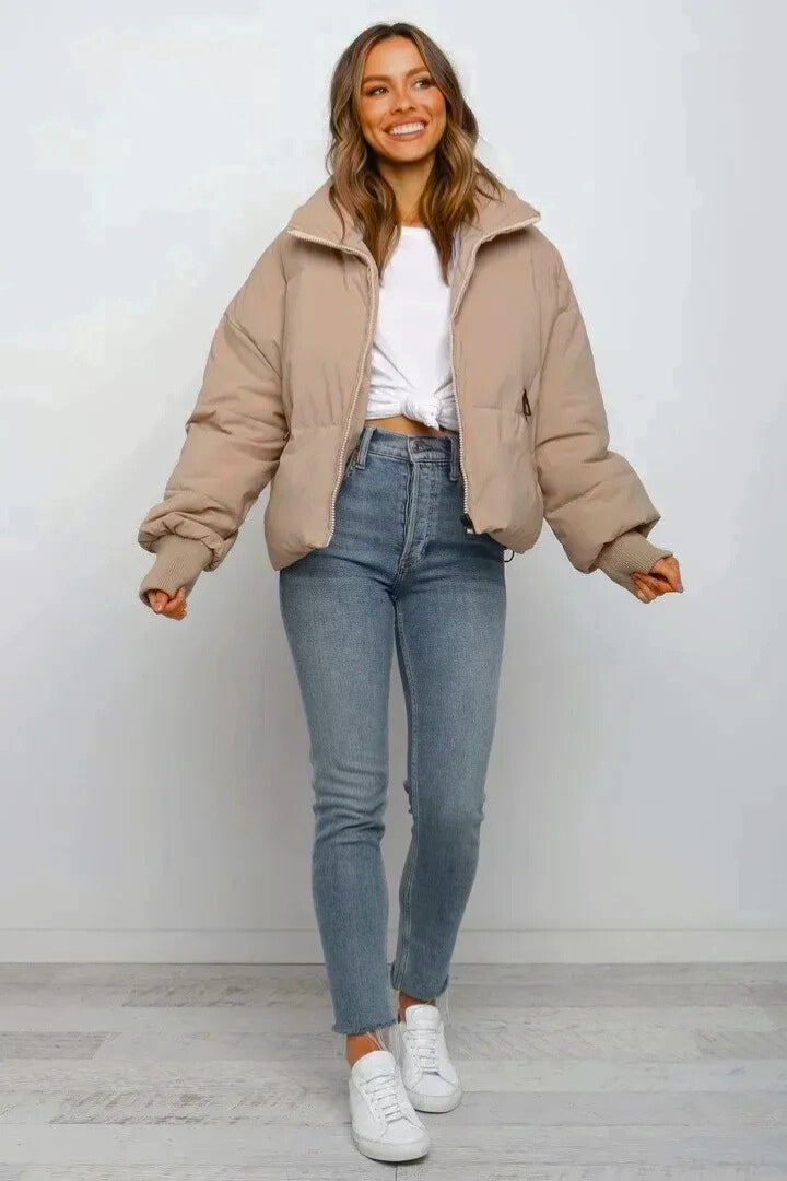 Claudia | Chaqueta Acolchada Mujer Cuello Alto Manga Larga Cierre